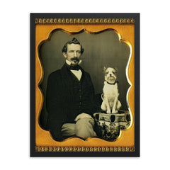 Man and Man's Best Friend, 1856 framed print on a plain backdrop in size 18"x24".