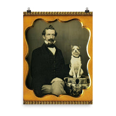 Man and Man's Best Friend, 1856 poster on a plain backdrop in size 8"x10".
