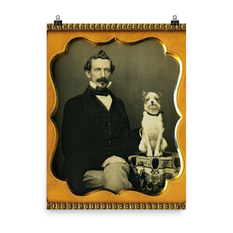 Man and Man's Best Friend, 1856 poster on a plain backdrop in size 8