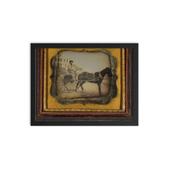 Man at the Reins of a Horse-Drawn Rig, American, c. 1855 framed print on a plain backdrop in size 12"x16".