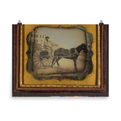 Man at the Reins of a Horse-Drawn Rig, American, c. 1855 poster on a plain backdrop in size 8"x10".
