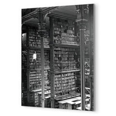 Man Browsing for Books in the Old Public Library of Cincinnati metal print mockup