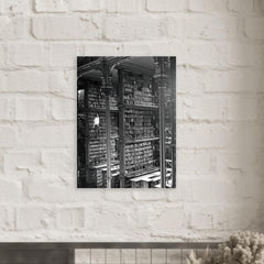 Man Browsing for Books in the Old Public Library of Cincinnati metal print mockup