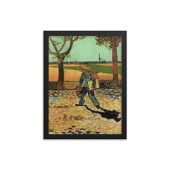 Man with Backpack by Vincent van Gogh, 1888 framed print on a plain backdrop in size 12"x16".
