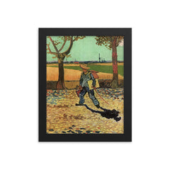 Man with Backpack by Vincent van Gogh, 1888 framed print on a plain backdrop in size 8"x10".
