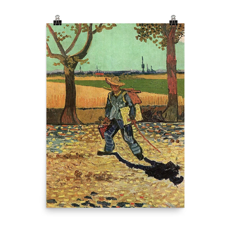 Man with Backpack by Vincent van Gogh, 1888 poster on a plain backdrop in size 8