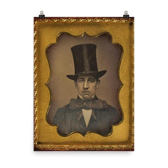 Man with Large Bow Tie and Top Hat, 1855 poster on a plain backdrop in size 8"x10".
