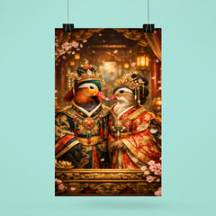 Mandarin duck pair in imperial court robes poster 6