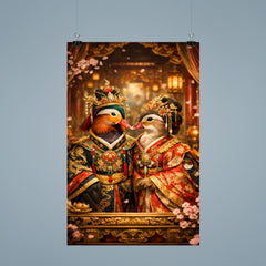 Mandarin duck pair in imperial court robes poster 9