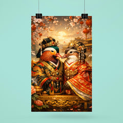 Mandarin duck pair in imperial robes poster 6
