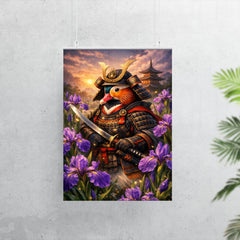 Mandarin duck samurai under irises poster 7