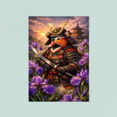 Mandarin duck samurai under irises poster 8
