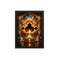 Mandelbrot Set as baroque cosmic cathedral framed print on a plain backdrop in size 12"x16".