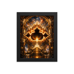 Mandelbrot Set as baroque cosmic cathedral framed print on a plain backdrop in size 8"x10".