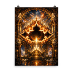 Mandelbrot Set as baroque cosmic cathedral poster on a plain backdrop in size 8"x10".