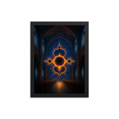 Mandelbrot set as cathedral of infinity framed print on a plain backdrop in size 12"x16".