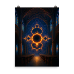 Mandelbrot set as cathedral of infinity poster on a plain backdrop in size 8"x10".