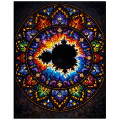 Mandelbrot set as stained glass cathedral rose jigsaw puzzle