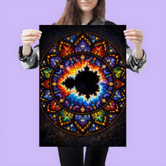 Mandelbrot set as stained glass cathedral rose poster 3