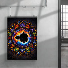 Mandelbrot set as stained glass cathedral rose poster 4