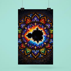 Mandelbrot set as stained glass cathedral rose poster 6