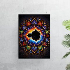 Mandelbrot set as stained glass cathedral rose poster 7
