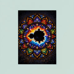 Mandelbrot set as stained glass cathedral rose poster 8