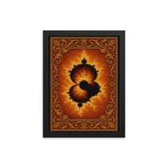 Mandelbrot set rendered as imperial tapestry framed print on a plain backdrop in size 12"x16".