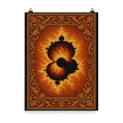 Mandelbrot set rendered as imperial tapestry poster on a plain backdrop in size 8"x10".
