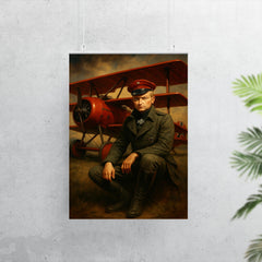 Manfred von Richthofen seated beside crimson triplane poster 7