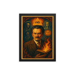 Manly P Hall framed print on a plain backdrop in size 12"x16".
