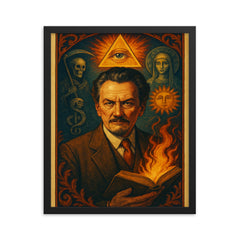 Manly P Hall framed print on a plain backdrop in size 16"x20".