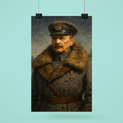 Mannerheim in fur collar winter command portrait poster 6
