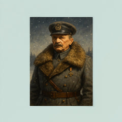 Mannerheim in fur collar winter command portrait poster 8