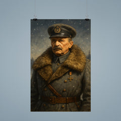 Mannerheim in fur collar winter command portrait poster 9