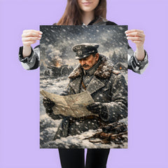 Mannerheim in snow with field map poster 3