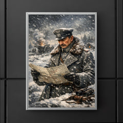 Mannerheim in snow with field map poster 5