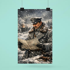Mannerheim in snow with field map poster 6