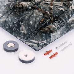 Mannerheim in snowstorm among Finnish pines metal print mockup