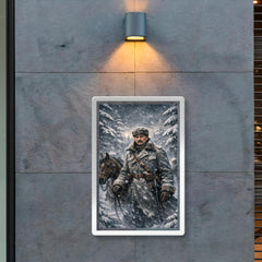 Mannerheim in snowstorm among Finnish pines poster 2