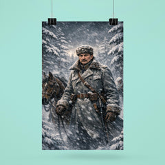 Mannerheim in snowstorm among Finnish pines poster 6