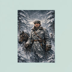 Mannerheim in snowstorm among Finnish pines poster 8