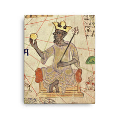 Mansa Musa canvas print on a plain backdrop in size 16"x20".