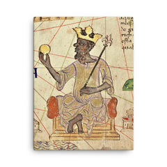 Mansa Musa canvas print on a plain backdrop in size 18"x24".