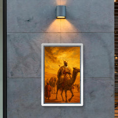 Mansa Musa caravan crossing Sahara under gold laden sky poster 2