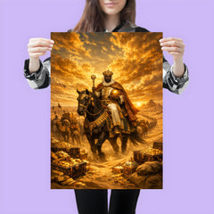 Mansa Musa crossing Sahara beneath gold laden sky poster 3