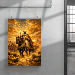 Mansa Musa crossing Sahara beneath gold laden sky poster 4