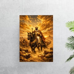 Mansa Musa crossing Sahara beneath gold laden sky poster 7