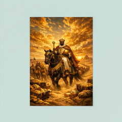 Mansa Musa crossing Sahara beneath gold laden sky poster 8