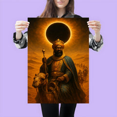 Mansa Musa crossing Sahara under gold eclipse poster 3